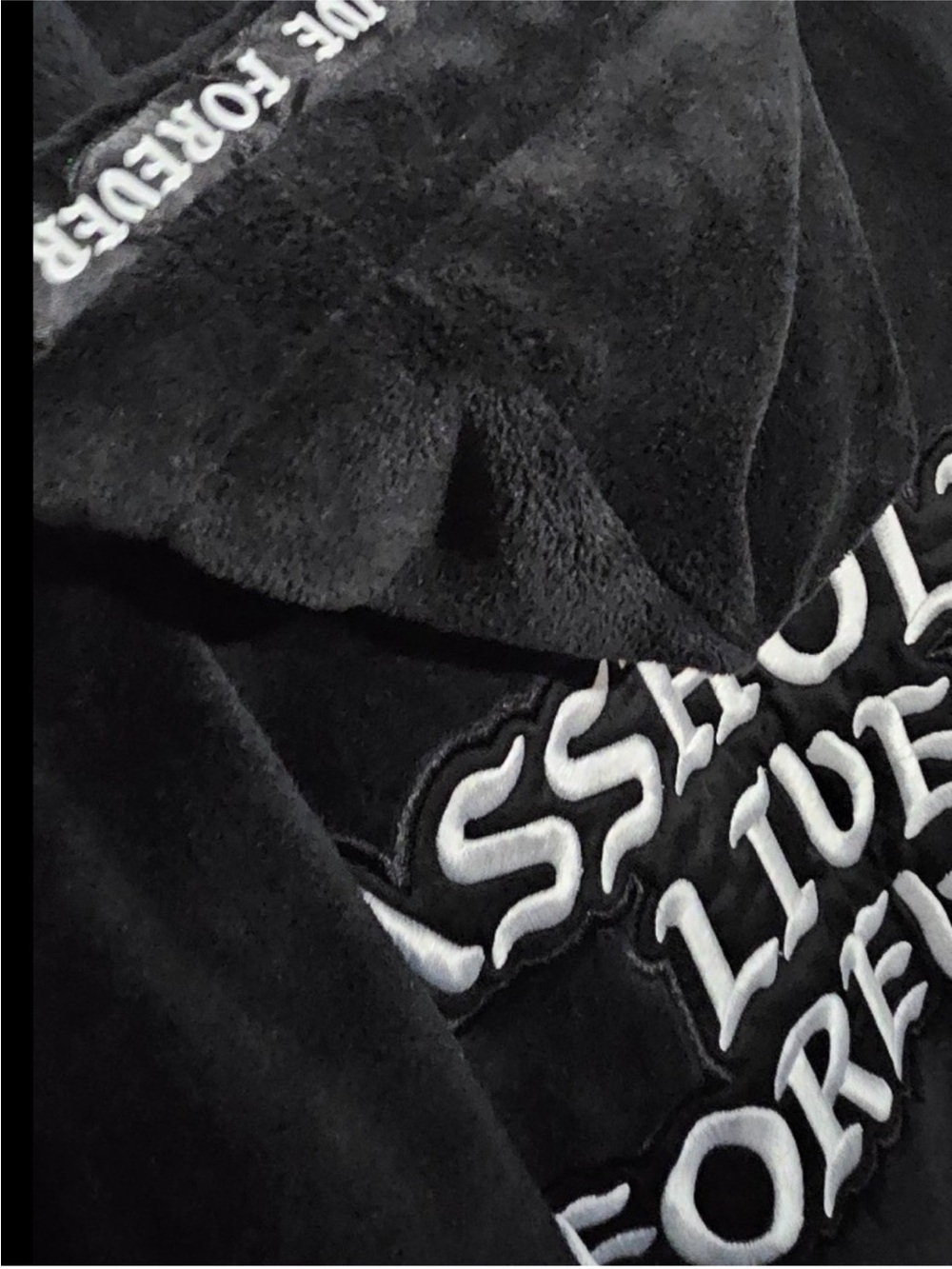 Black Plush Assholes Live Forever Long Robe - Picture 4 of 8